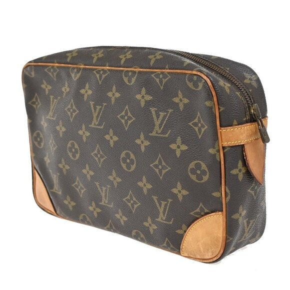 LOUIS VUITTON Compiegne 28 Clutch Bag Monogram Leather Brown - Picture 3 of 5